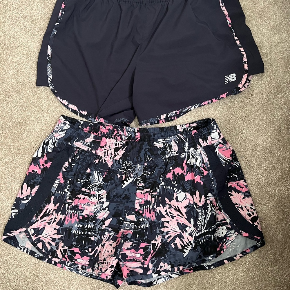 New Balance Women's Black and Pink Athletic Shorts